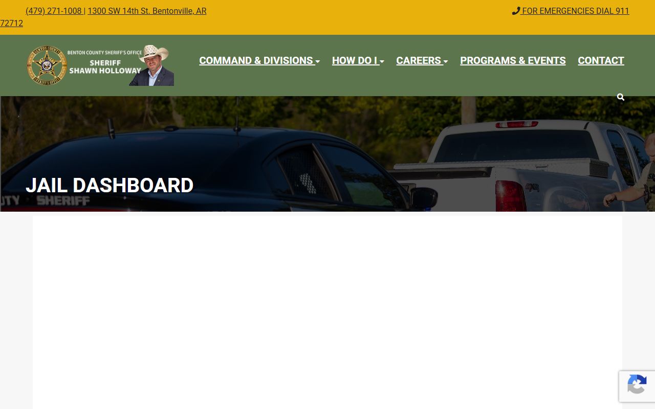 Benton County jail dashboard for booking reports