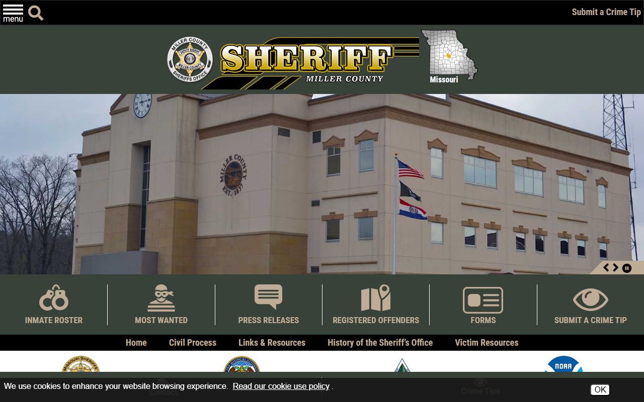 Miller County government portal for booking reports