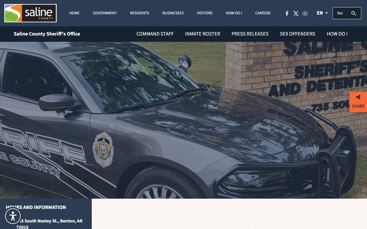 Saline County government portal for booking reports