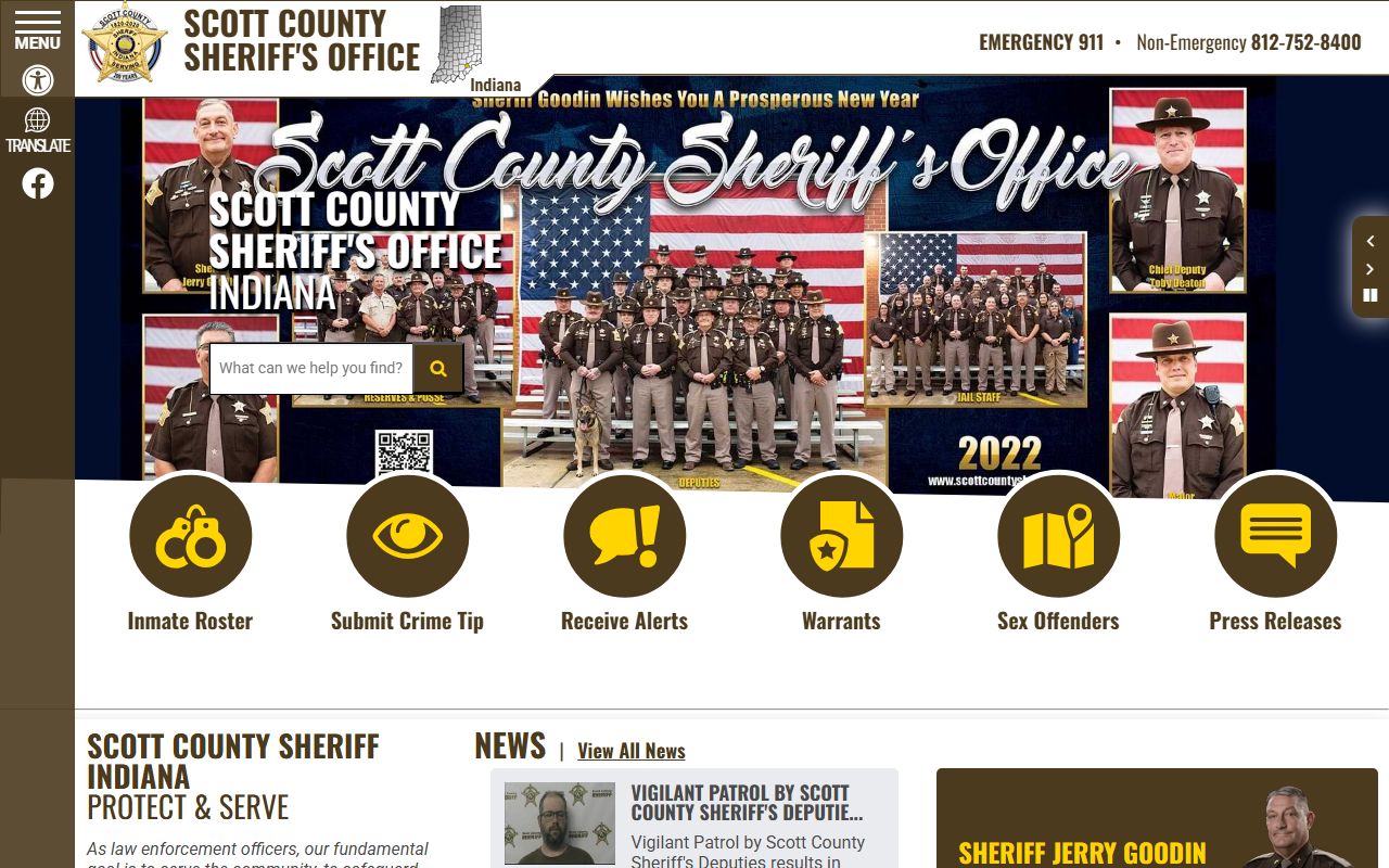 Scott County government portal for booking reports